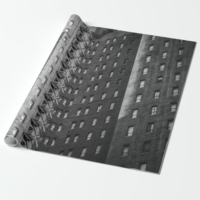 PAPIER CADEAU BÂTIMENTS EN BÉTON NOIR ET GRIS (Déroulé)