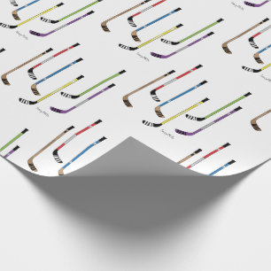 Papier Cadeau Bâtons de hockey colorés