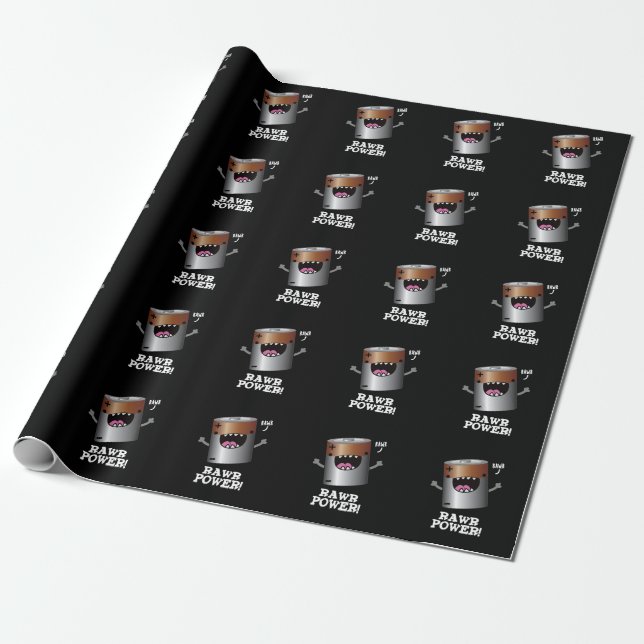 Papier Cadeau Batterie Rawy Power Funny Pun Dark BG (Déroulé)