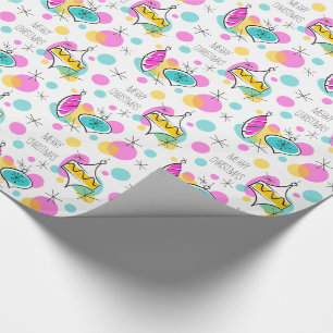 Papier Cadeau Baubles Arbre Rétro Joyeux papier d'emballage de N