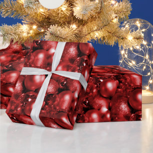 Papier Cadeau Baubles de Noël rouges