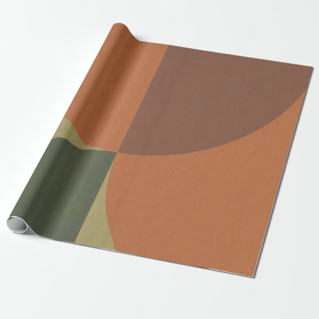 Papier Cadeau Bauhaus Terracotta Green Abstract Wrapping Paper (Déroulé)