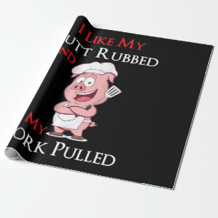 Papier Cadeau BBQ BBBQ J'Aime Mon Bébé De La Butte Et Mon Porc