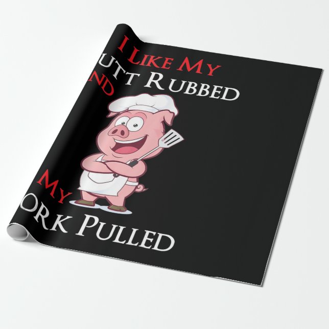 Papier Cadeau BBQ| BBBQ J'Aime Mon Bébé De La Butte Et Mon Porc  (Déroulé)