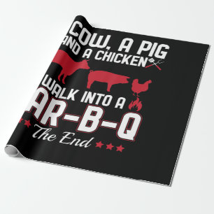 Papier Cadeau BBQ BBQ Papa Plaisanter Une Vache Un Cochon Et U