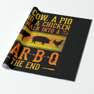 Papier Cadeau BBQ | Une Vache Un Cochon Et Un Poulet Marcher Dan
