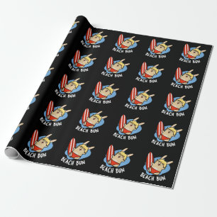 Papier Cadeau Beach Bun Funny Bunny Pun Fond Sombre