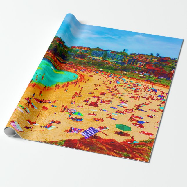 Papier Cadeau Beach Sea Life coloré (Déroulé)