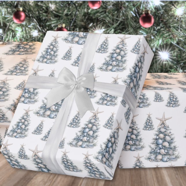 Papier Cadeau Beach Shell Christmas Tree Pattern (Beach Shell Christmas Tree Pattern Wrapping Paper )