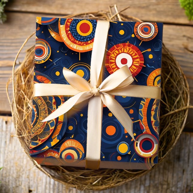 Papier Cadeau Beadwork Tribal Ankara Dots Cadeaux afro-américain (Beadwork Tribal Ankara Dots African American Gifts Wrapping Paper)