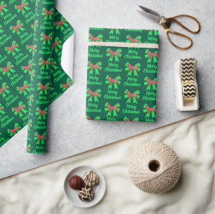 Papier Cadeau Beagle Hound Joyeux Noël Chien & Bow Green