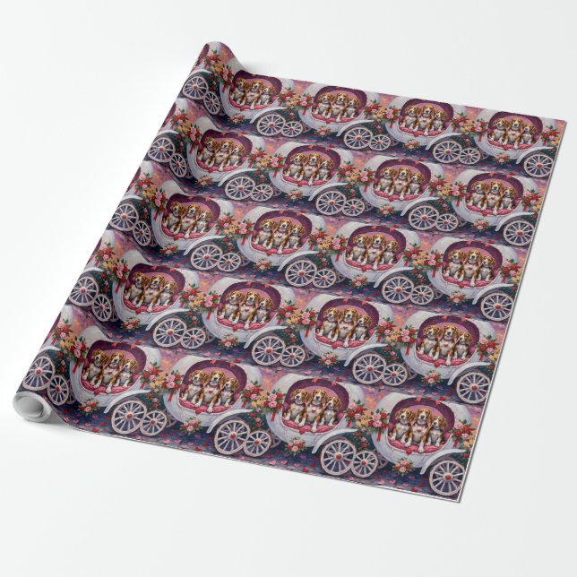 Papier Cadeau Beagles Chien Saint-Valentin  (Déroulé)