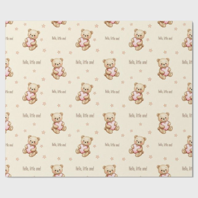 Papier Cadeau Bear Cubs with Hearts par Natasha Us (Plat)