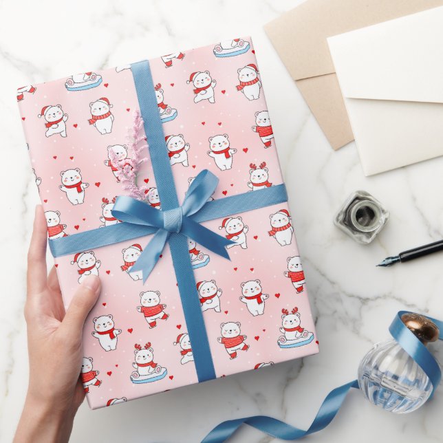 Papier Cadeau Bear polaire mignonne Noël Motif sans couture (Cadeaux)