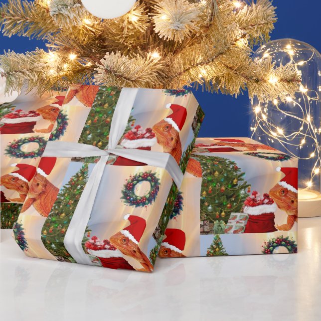 Papier Cadeau Beardie-Claus - Beardie Dragon Père Noël (Vacances)