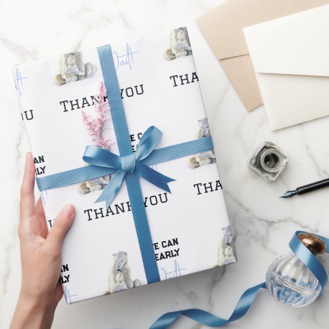 Papier Cadeau Bearly Wait Polar Ours Bleu Garçon Baby shower d'h (Cadeaux)