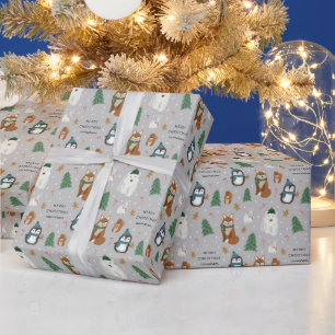 Papier Cadeau Beau Animaux d'hiver Noël personnalisé