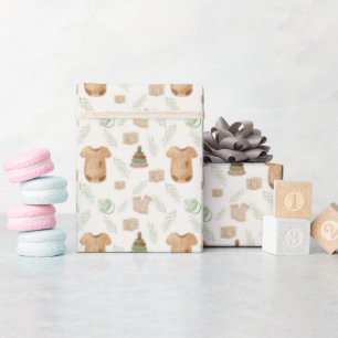 Papier Cadeau Beau Baby shower d'aquarelle papier d'enveloppemen