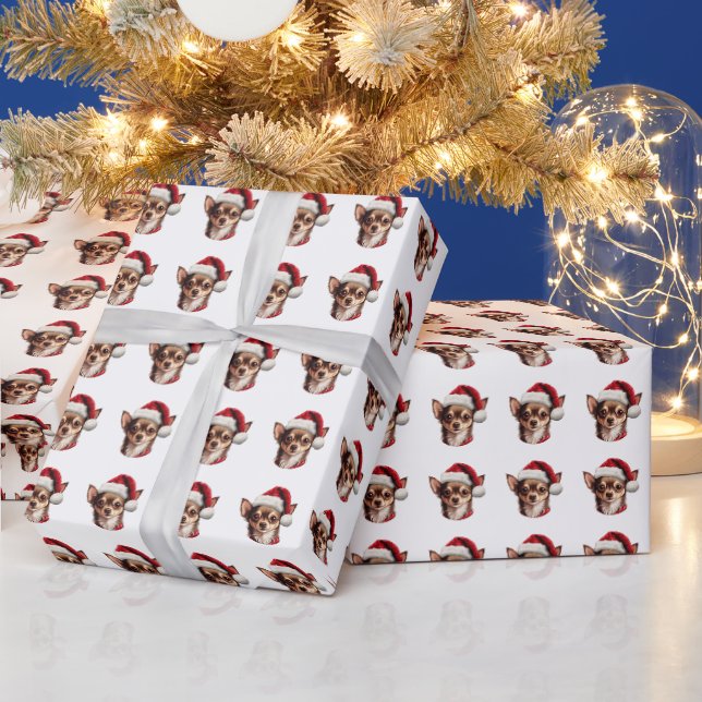 Papier Cadeau Beau Chihuahua Chien Motif de Noël (Vacances)