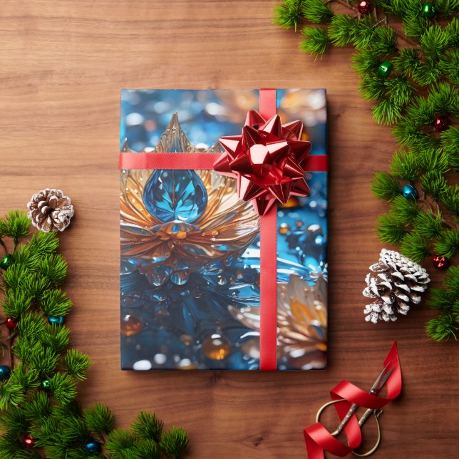 Papier Cadeau Beau cristal bleu et blanc (Cadeau de vacances)