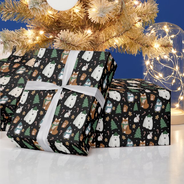 Papier Cadeau Beau hiver Animaux Motifs Noël (Vacances)