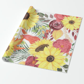 Papier Cadeau Beau Modèle Floral Avec Automne Lumineux