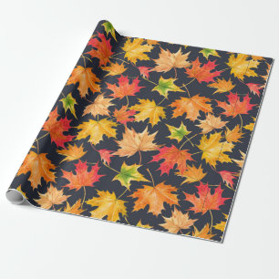 Papier Cadeau Beau motif d'automne transparent avec aquarelle