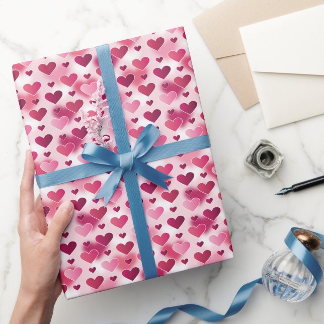 Papier Cadeau Beau Motif de Coeurs Roses (Cadeaux)