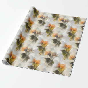 Papier Cadeau Beau Motif de fleurs de rose jaune