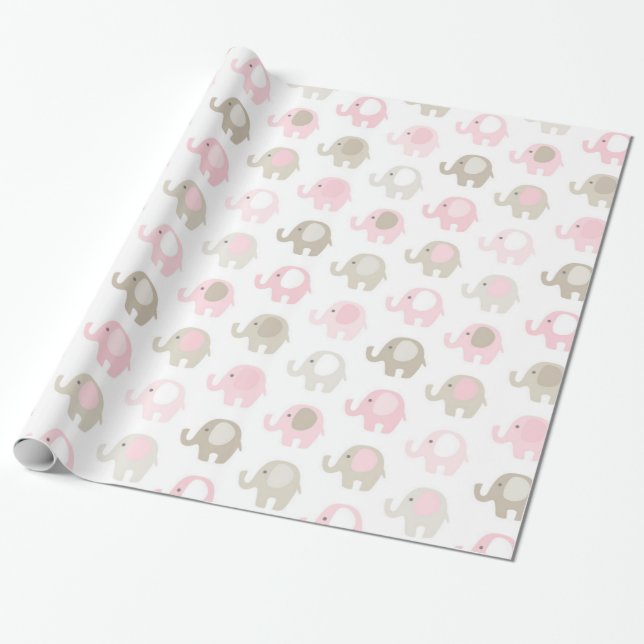 Papier Cadeau Beau motif d'éléphant de bébé (Déroulé)