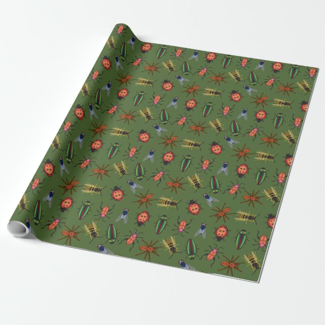 Papier Cadeau Beau Motif d'insectes (Déroulé)