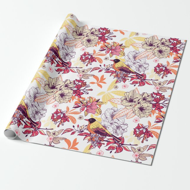 Papier Cadeau Beau motif floral (Déroulé)