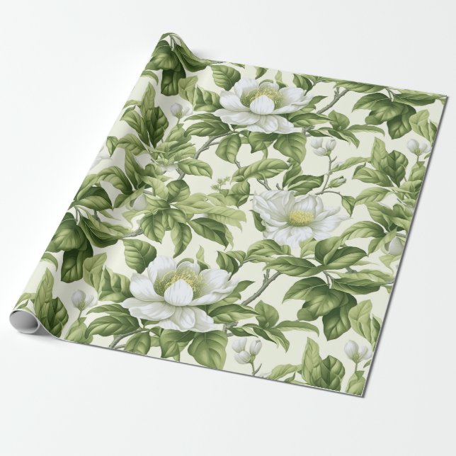 Papier Cadeau Beau motif floral classique (Déroulé)