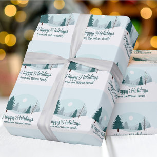Papier Cadeau Beau Noël Arbres Fêtes d'hiver Fête