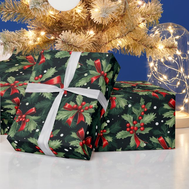 Papier Cadeau Beau Noël Holly (Vacances)