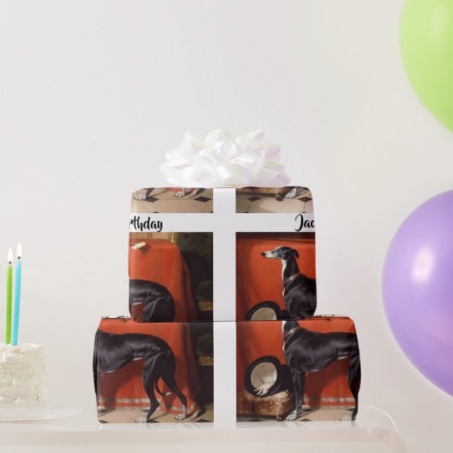 Papier Cadeau Beau noir & blanc Greyhound (Cadeaux de fête)