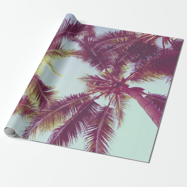 Papier Cadeau Beau palmier tropical autour de l'océan (Déroulé)