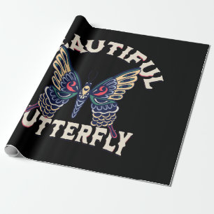 Papier Cadeau beau-papillon-rétro-vecteur-art-illustration-