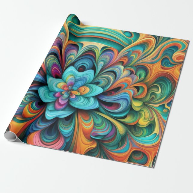 Papier Cadeau Beaucoup de couleurs Flower Boho (Déroulé)