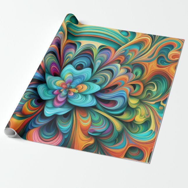 Papier Cadeau Beaucoup de couleurs Flower Boho (Déroulé)