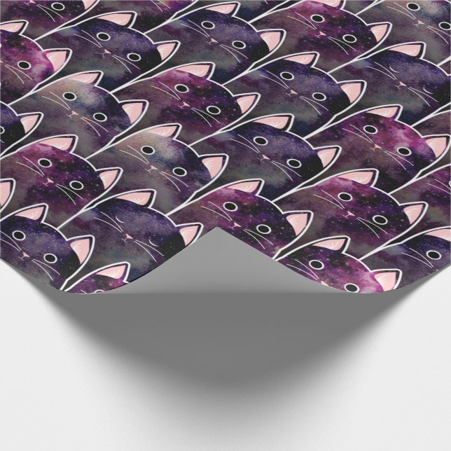Papier Cadeau Beaucoup de Motif de chats galaxy (Coin)