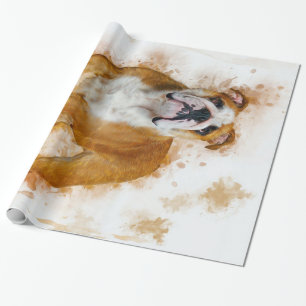 Papier Cadeau Beauté Bulldog Art Aquarelle Bulldog Lover Cadeau