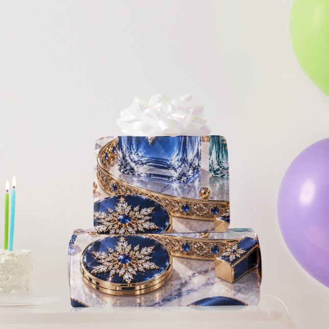 Papier Cadeau Beauté de Noël Saphir Luxe (Cadeaux de fête)