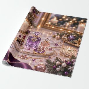 Papier Cadeau Beauté de Noël Violet prune