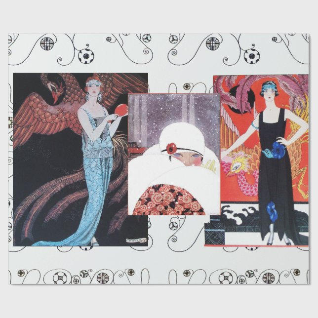 PAPIER CADEAU BEAUTÉ ET PHOENIX, DESIGNER MODE COMPOSÉ ARTISTE (Plat)