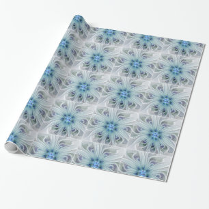 Papier Cadeau Beauté florale Abstraite moderne Blue Pastel Flowe