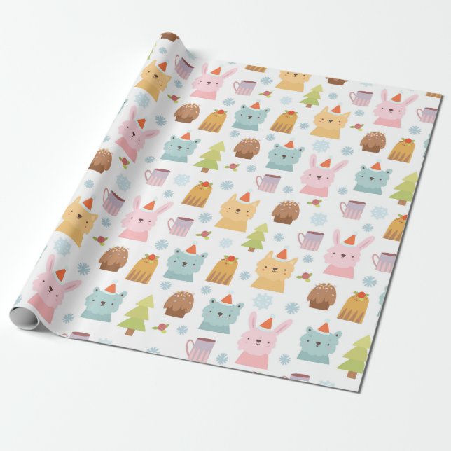Papier Cadeau Beaux animaux d'hiver (Déroulé)