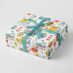 Papier Cadeau Beaux animaux nautiques amusants. Motif Sea kids