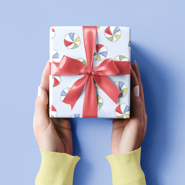 Papier Cadeau Beaux Bals de plage Motif été (Cute watercolor beach balls pattern wrapping paper. )