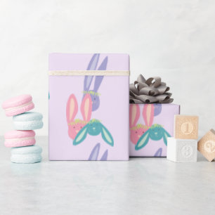 Papier Cadeau Beaux Bunnies Pastel Coloré Motif Sur Violet